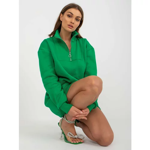 Fashion Hunters Green sweatshirt basic dress with zipper