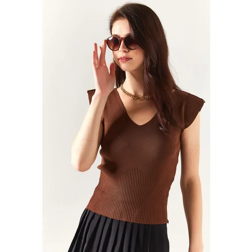 Olalook Blouse - Brown - Slim fit