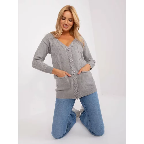 Fashion Hunters Grey cardigan with large buttons