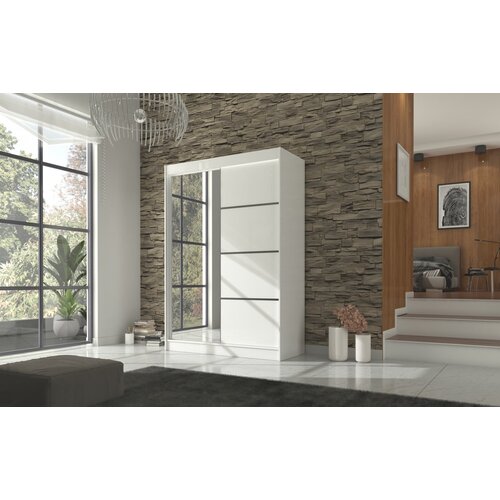 ADRK Drsna omara z ogledalom GILTON 150 cm - BELA Cene