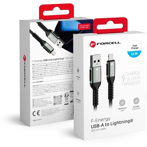 forcell f-energy C257 kabal (kabl) usb a na lightning 2,4A 12W cafule 2 m crni Cene