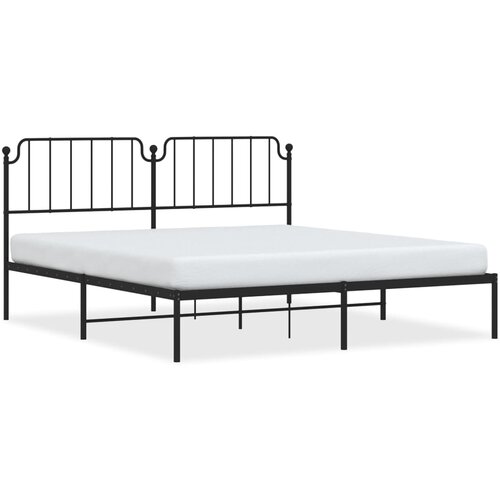Maison Chic Kovinski Posteljni okvir - Dvoposteljna postelja - Zakonska postelja z vzglavjem črn 180x200 cm, (21692511) Cene