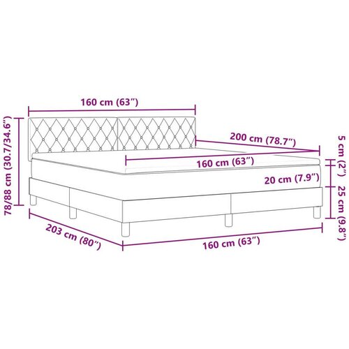 vidaXL Krevet s oprugama i madracem Tamno siva 160x200 cm Baršun Cene