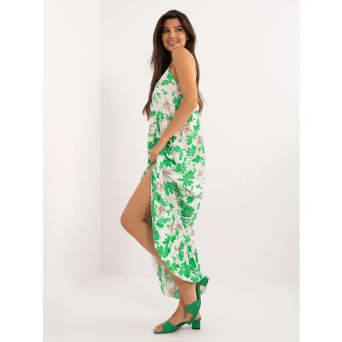 Fashion Hunters White and green long dress with straps