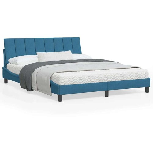  Posteljni okvir z vzglavjem moder 160x200 cm žamet, (21086512) Slike