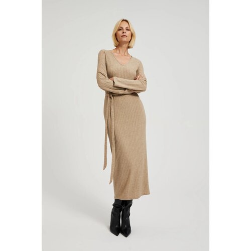 Moodo Women&amp;#039;s ribbed midi dress - beige Slike