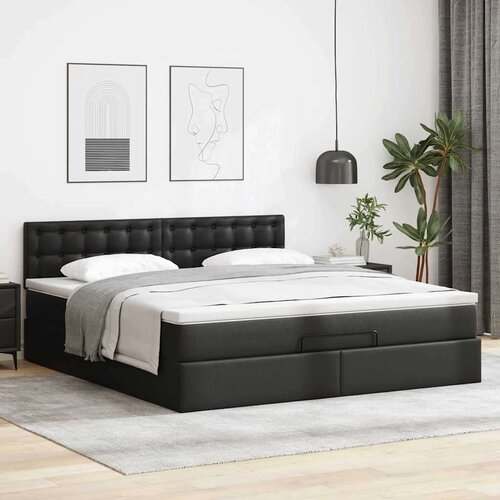 VidaXL otomanski okvir kreveta s madracem crni 180x200cm umjetna koža Slike