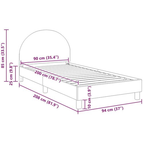 Krevet za djecu s uzglavljem Svijetlo siva 90 x 200 cm Vuna Slike