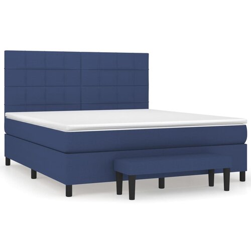 VidaXL Box spring postelja z vzmetnico modra 160x200 cm blago, (20894102) Slike