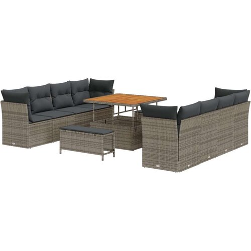  11-dijelni set vrtnih sofe s jastučićima siva Poly Rattan Akacija  3-dijelni set vrtne blagovaonice s jastučićima siva Poly Ratt Cijene