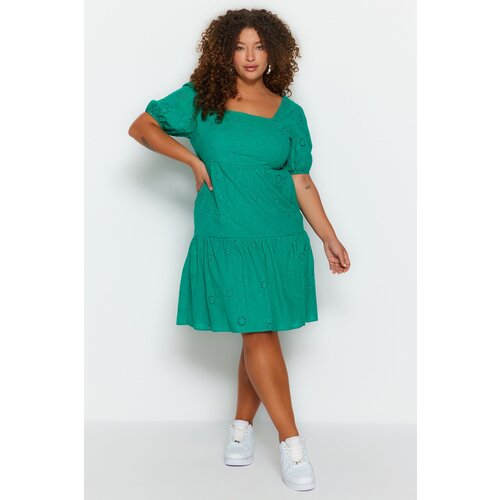 Trendyol Curve Plus Size Dress - Green - Skater Slike