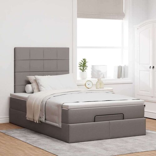 VidaXL Otomanski okvir kreveta s madraca smeđesivi 120x200cm tkanine Slike