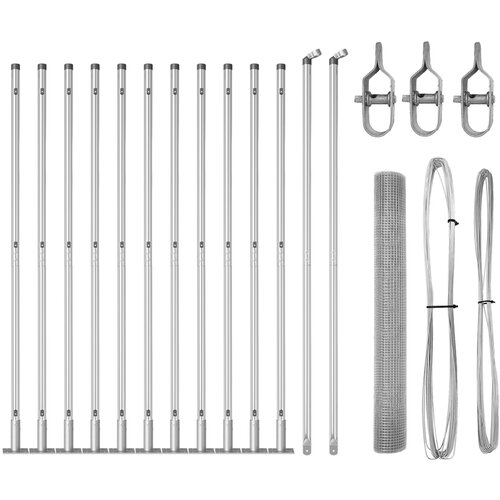 VidaXL Zavarena žičana ograda s 13 flangiranim stupovima 1.2x25 m Pocinčani čelik Slike
