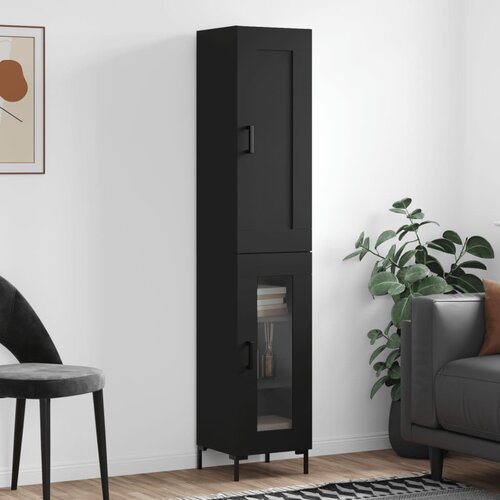 VidaXL Visoka omara črna 34,5x34x180 cm inženirski les Slike