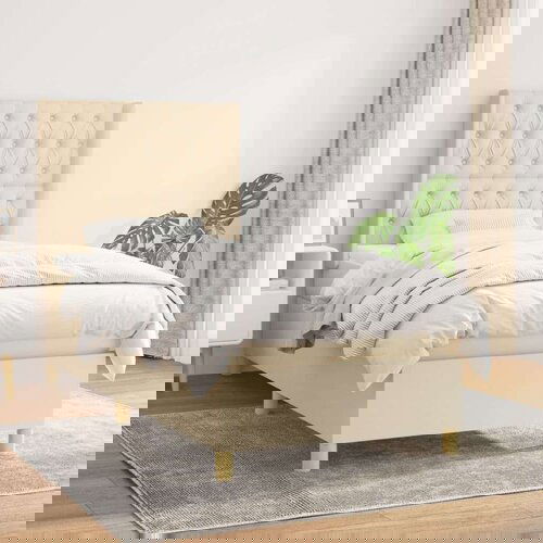  Krevet s oprugama i madracem krem 90 x 200 cm od tkanine Cijene