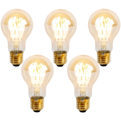 LUEDD Komplet 5 zatemljivih LED spiralnih žarnic E27 A60 Goldline 4W 270lm 2200K Cene