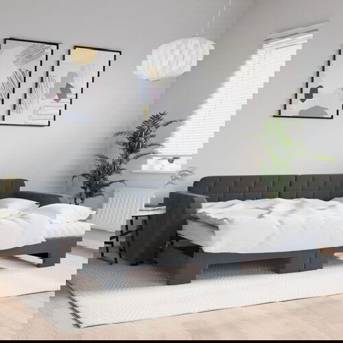 VidaXL Izvlečna dnevna postelja z vzmetnico tem. siva 90x200 cm žamet Slike