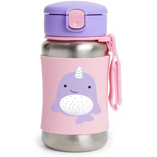 Skip Hop Zoo Straw Bottle boca za vodu od nehrđajućeg čelika sa slamkom Narval 12 m+ 350 ml Slike
