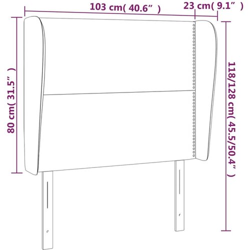  Uzglavlje s u&amp;scaron;ima tamnosivi 103x23x118/128 cm od tkanine Slike