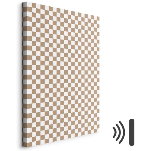  Slika - Checkerboard Pattern - Brown-White Grid with a Subtle Noise 80x120 Akustična Cene
