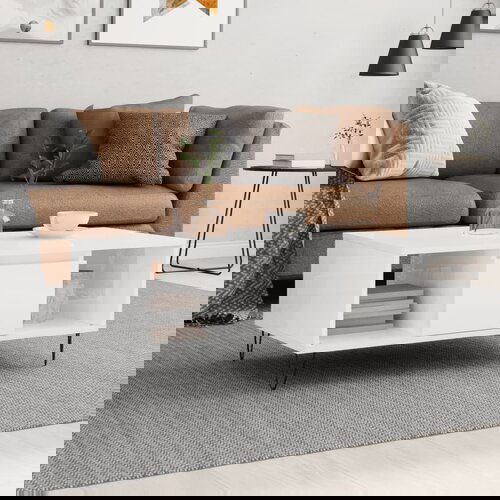 vidaXL Klubska mizica visok sijaj bela 90x50x36,5 cm inženirski les Cene