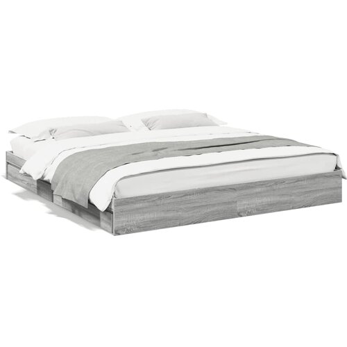 vidaXL Posteljni okvir s predali siva sonoma 200x200 cm inženirski les Cene