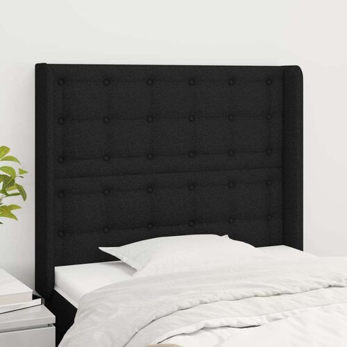  Uzglavlje s u&amp;scaron;ima crni 103x16x118/128 cm od tkanine Slike