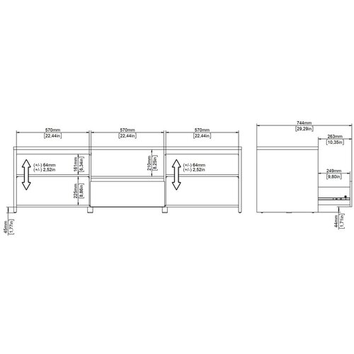 Tvilum Bela/v naravni barvi TV omarica v hrastovem dekorju 179x52x48 cm Next &amp;ndash; Slike