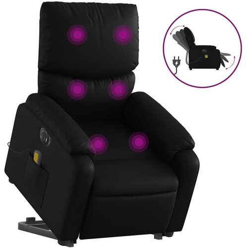 Maison Chic Električni masažni fotelj - Relax naslanjač s funkcijo vstajanja črno um. usnje, (22061934) Cene