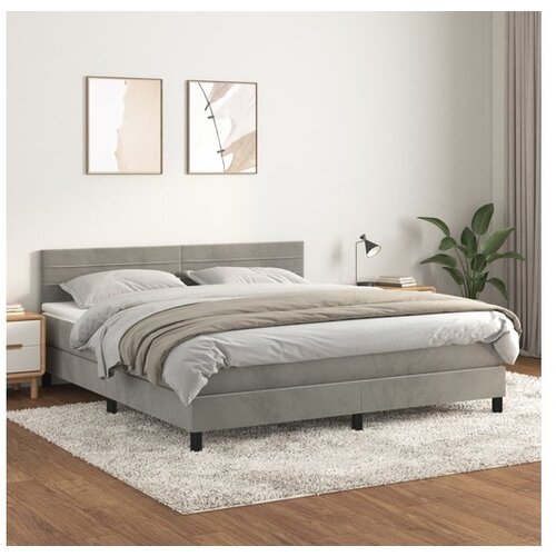  Box spring postelja z vzmetnico svetlo siva 180x200 cm žamet Cene