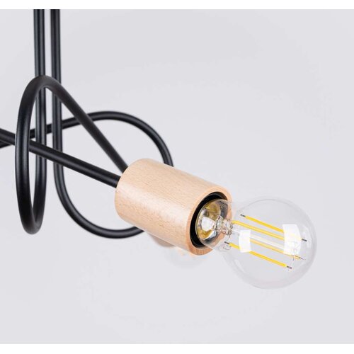  Sollux SL.1477 - Plafonski luster EMBER 3xE27/15W/230V crna/bež/bukva Slike
