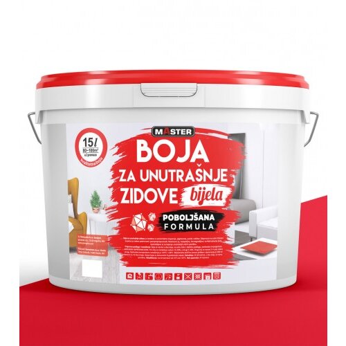 Master Boja za unutra&amp;scaron;nje zidove 15l bijela Slike