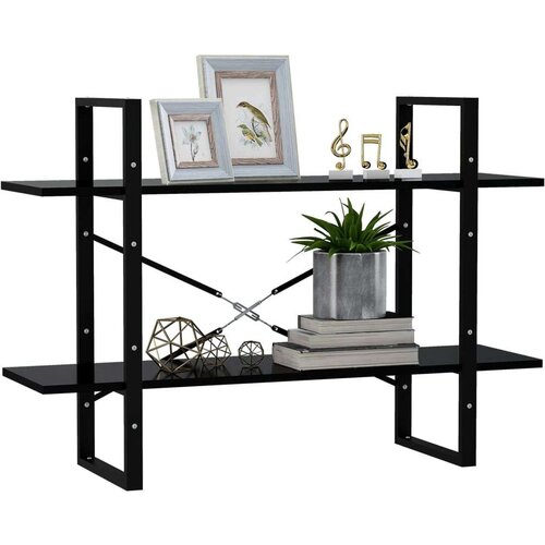 VidaXL Knjižna omara 2-nadstropna črna 100x30x70 cm iverna plo&amp;scaron;ča Slike