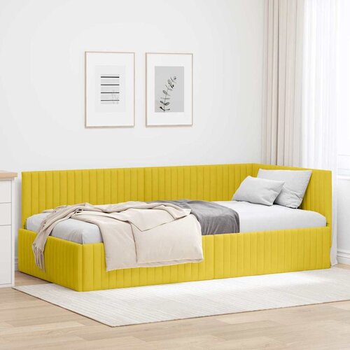  Kutni okvir kreveta s uzglavljem Žuta 100 cm x 200 cm Bar&scaron;un Cijene