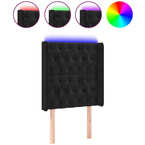 Maison Chic led posteljno vzglavje - vzglavna omarica - nočna omarica črno 83x16x118/128 cm žamet, (21707047) Slike
