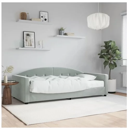 vidaXL Dnevna postelja z vzmetnico svetlo siva 90x200 cm žam