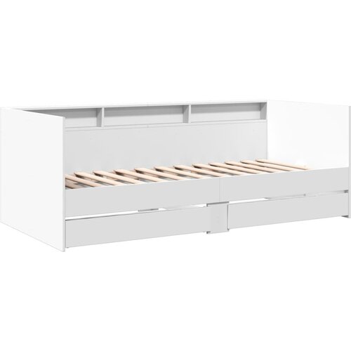 VidaXL Dnevna postelja s predali bela 90x190 cm inženirski les, (21081941) Slike