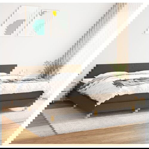 VidaXL Krevet s oprugama i madracem tamnosmeđi 160x200 cm tkanina Slike