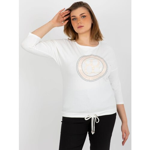 Fashion Hunters Ecru women's blouse plus size with 3/4 sleeves Slike