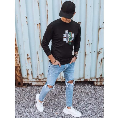 DStreet Black men&amp;#039;s sweatshirt with print BX5352 Slike
