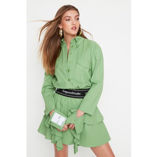 Trendyol X Sagaza Studio Green Detailed Poplin Dress Slike