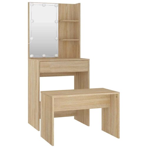  Set toaletnog stolića boja hrasta sonome LED konstruirano drvo Smeđa 60 x 40 x 140 cm Slike
