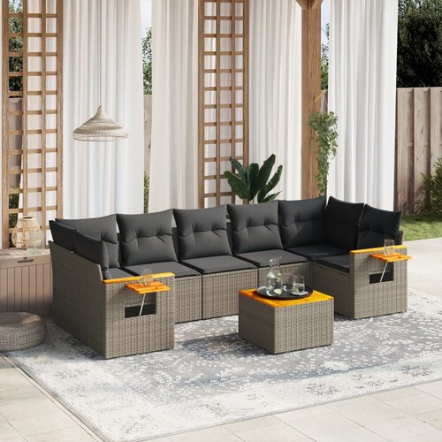 vidaXL 8-dijelni set vrtnih sofa od poliratana s jastucima sivi Cijene