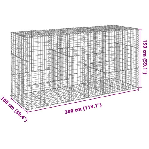  Gabionska ko&amp;scaron;ara s poklopcem 300x100x150 cm pocinčano željezo Slike