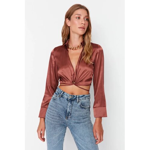 TRENDYOLMILLA ženska bluza TWOAW23BZ00466, braon-braon Cene
