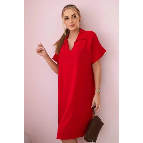 Kesi Red dress with neckline and collar