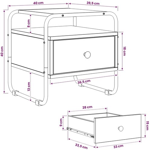  Noćni ormar Hrast sonoma 40 x 39 5 x 40 cm Konstruirano drvo - Hrast sonoma 1 Slike