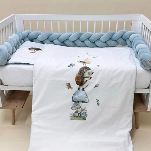 Baby Textil komplet posteljina za krevetac 6u1 Jež Plava Slike