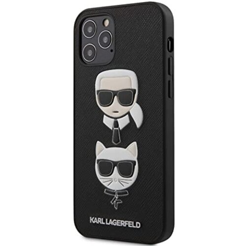 Karl Lagerfeld KLHCP12MSAKICKCBK za iphone 12 ali 12 pro črna trda zaščita - karl and choupette Cene