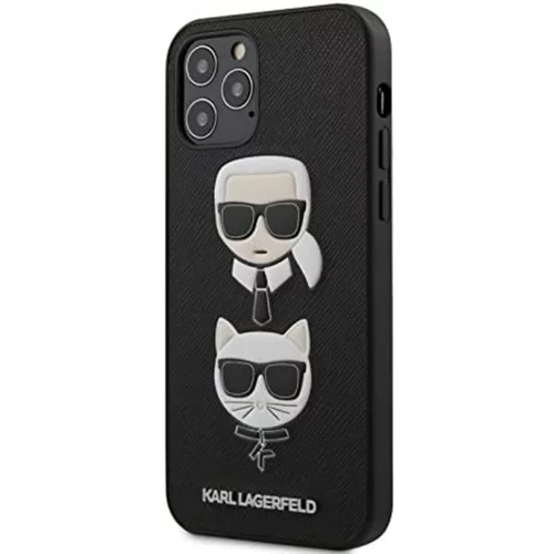 Karl Lagerfeld KLHCP12MSAKICKCBK za iphone 12 ali 12 pro črna trda zaščita - karl and choupette